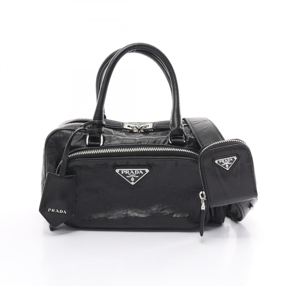 Prada Nappa Antique Handbag Leather Black